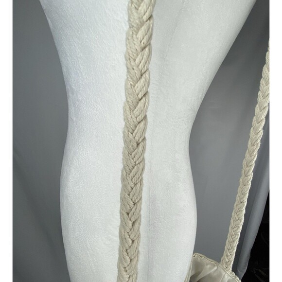 American Eagle Bag Macrame Crochet Straw Canvas Crossbody Shoulder Bag Fringe - Picture 5 of 7